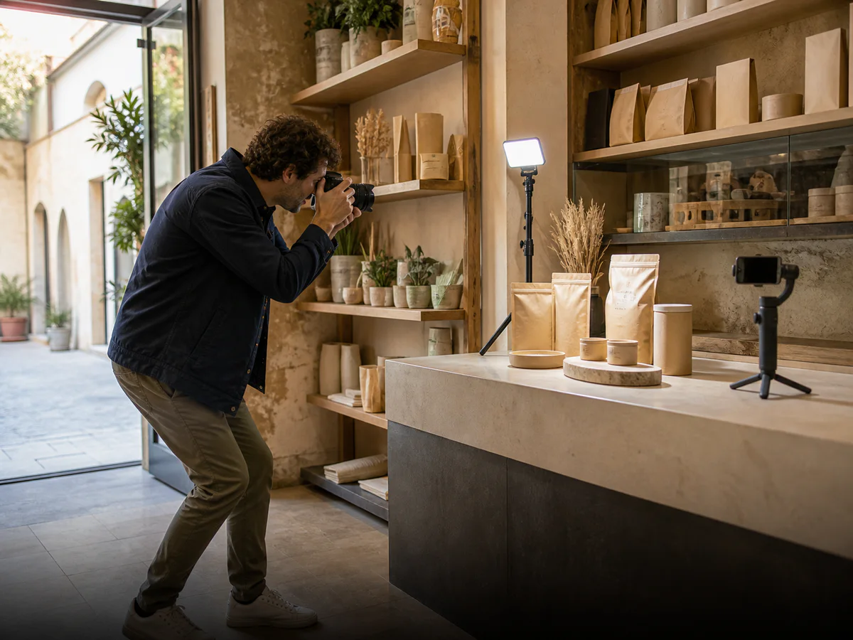 Fotografo realizza contenuti per un’attività locale