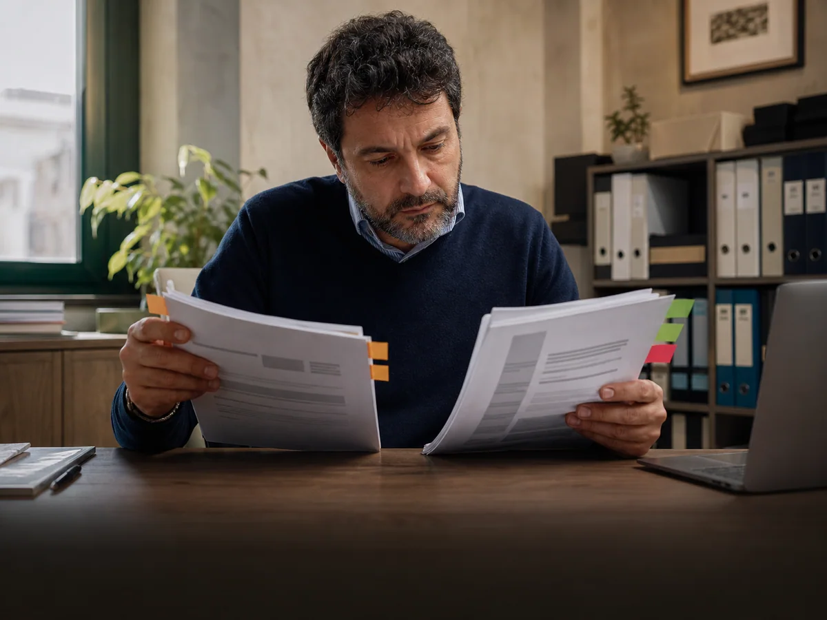 Responsabile confronta documenti con modifiche in revisione