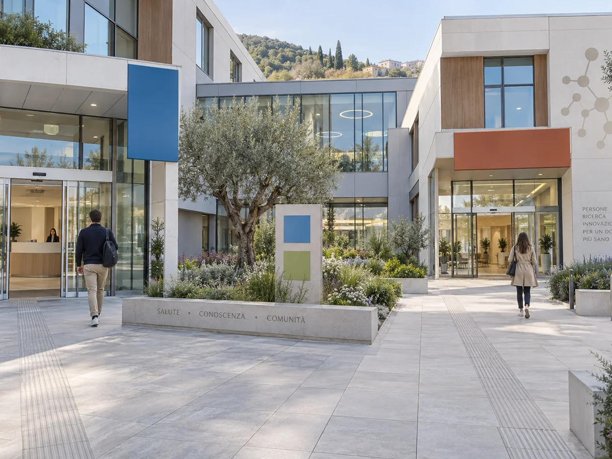 Struttura con due ingressi distinti collegati da un cortile accessibile al pubblico