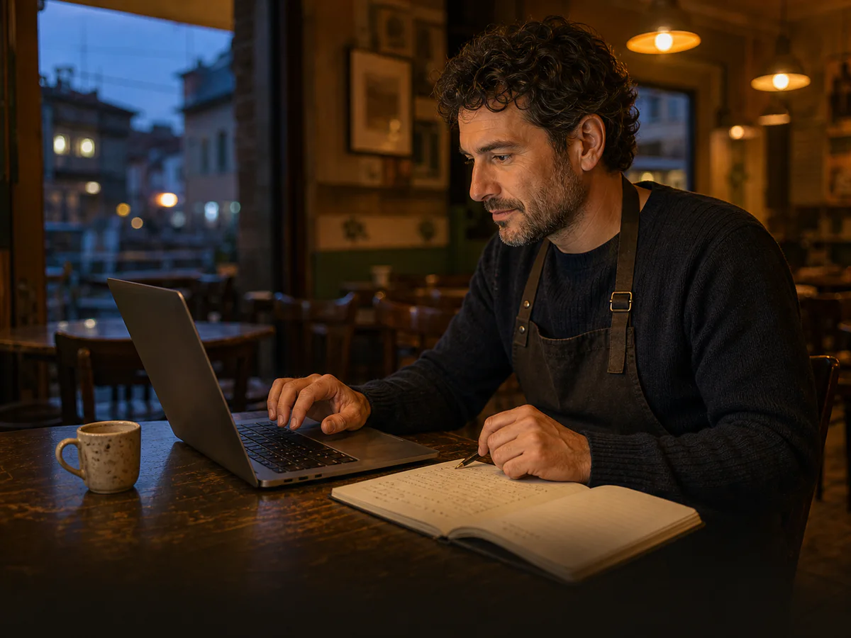 Titolare di un locale prepara una risposta a una recensione